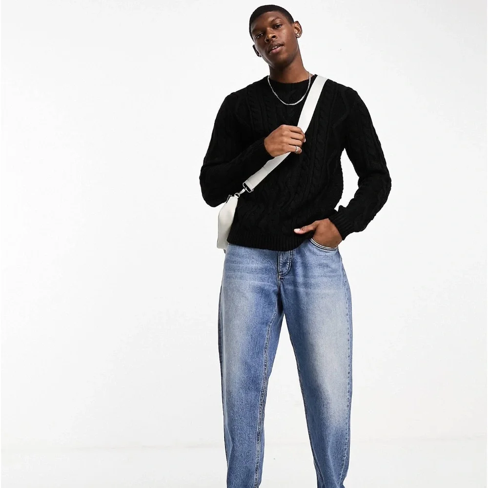 🖤ASOS DESIGN cable knit sweater in black
